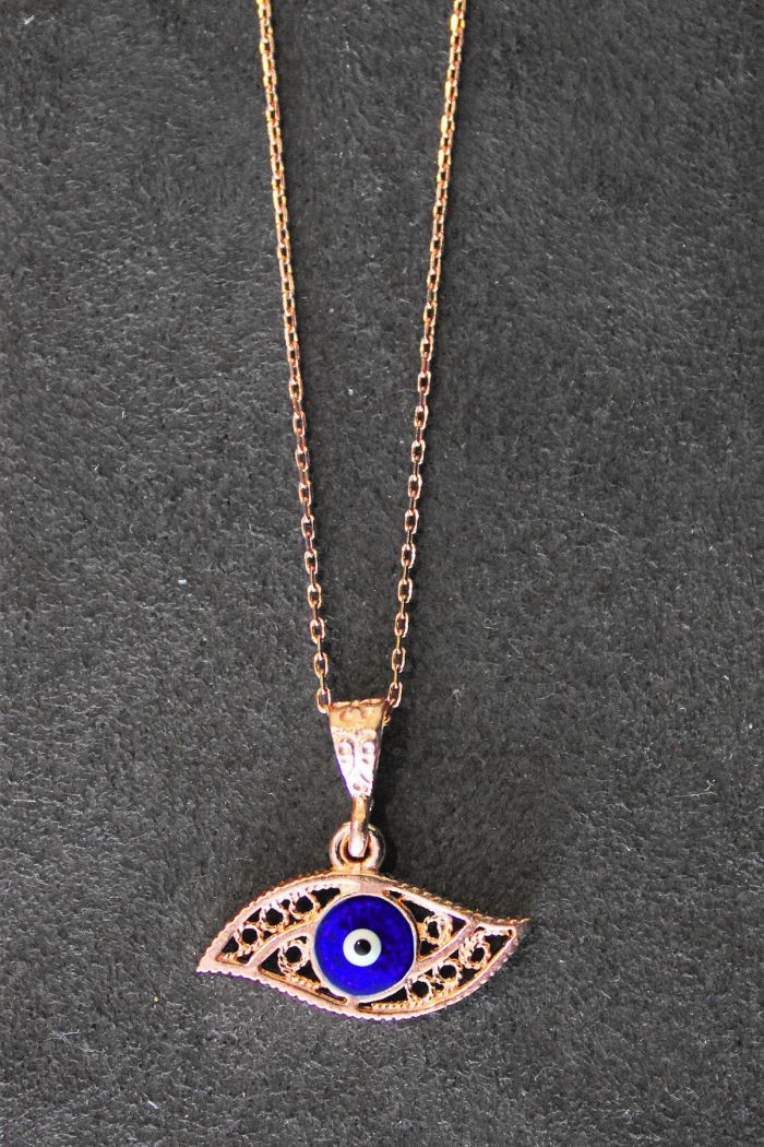 Nazarlı Göz Rose Gümüş Kolye (TGK0329)