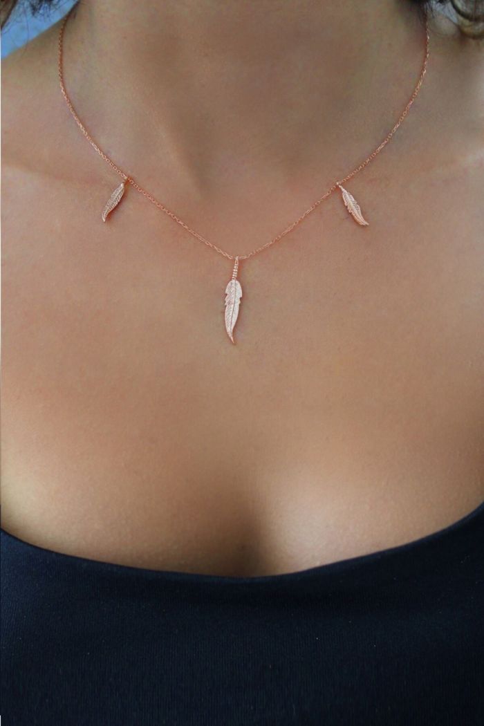 Yaprak Rose Gümüş Kolye (TGK0409)