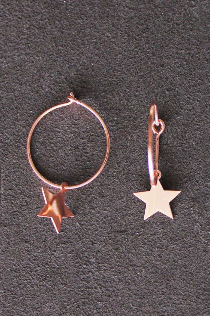 Sallantılı Yıldız Rose Gümüş Küpe (TGP0107)
