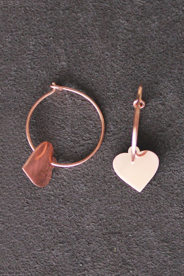 Sallantılı Kalp Rose Gümüş Küpe (TGP0108)